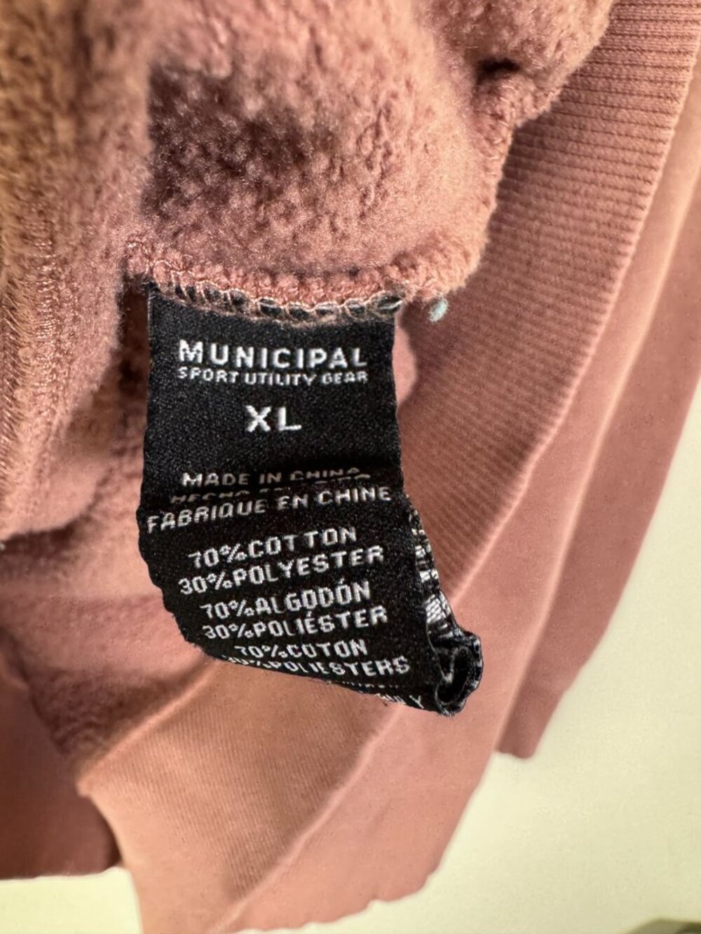Municipal Mauve Pink Crewneck Sweatshirt Men size XL Cotton Blend Athleisure - Picture 4 of 12